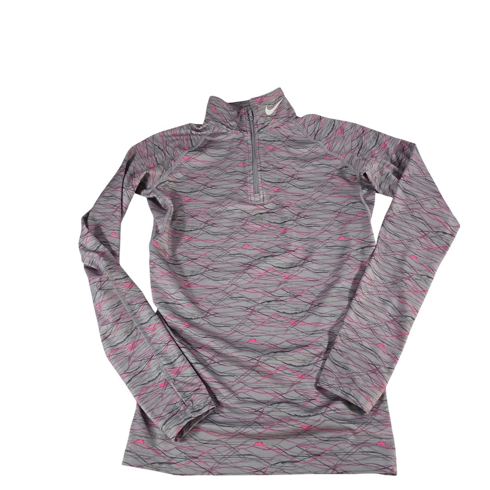 Nike Pro Combat Dri-FIT 1/4 Zip Pullover Grey Pink Abstract 438585-550 Womens S